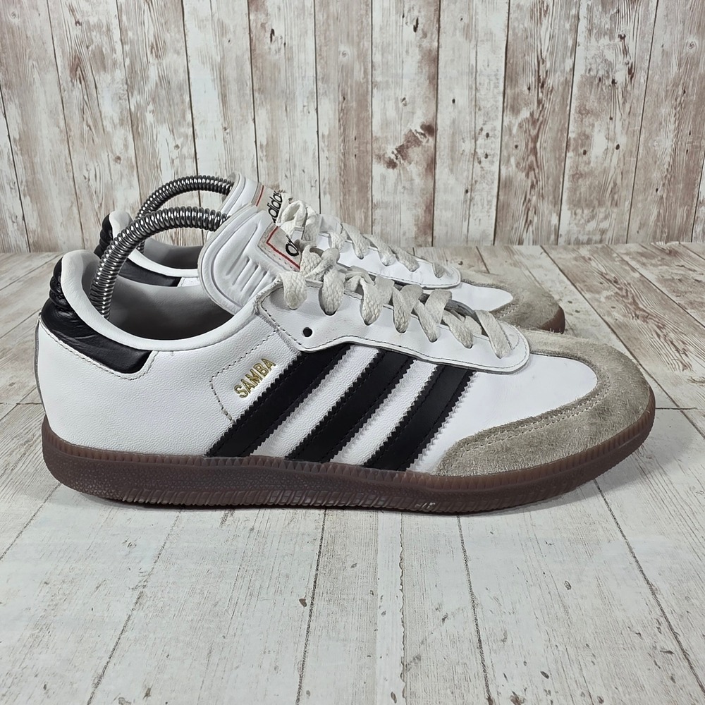 Adidas Samba White Black Gum Leather Sneakers Women 9 Retro Low Top Shoes
